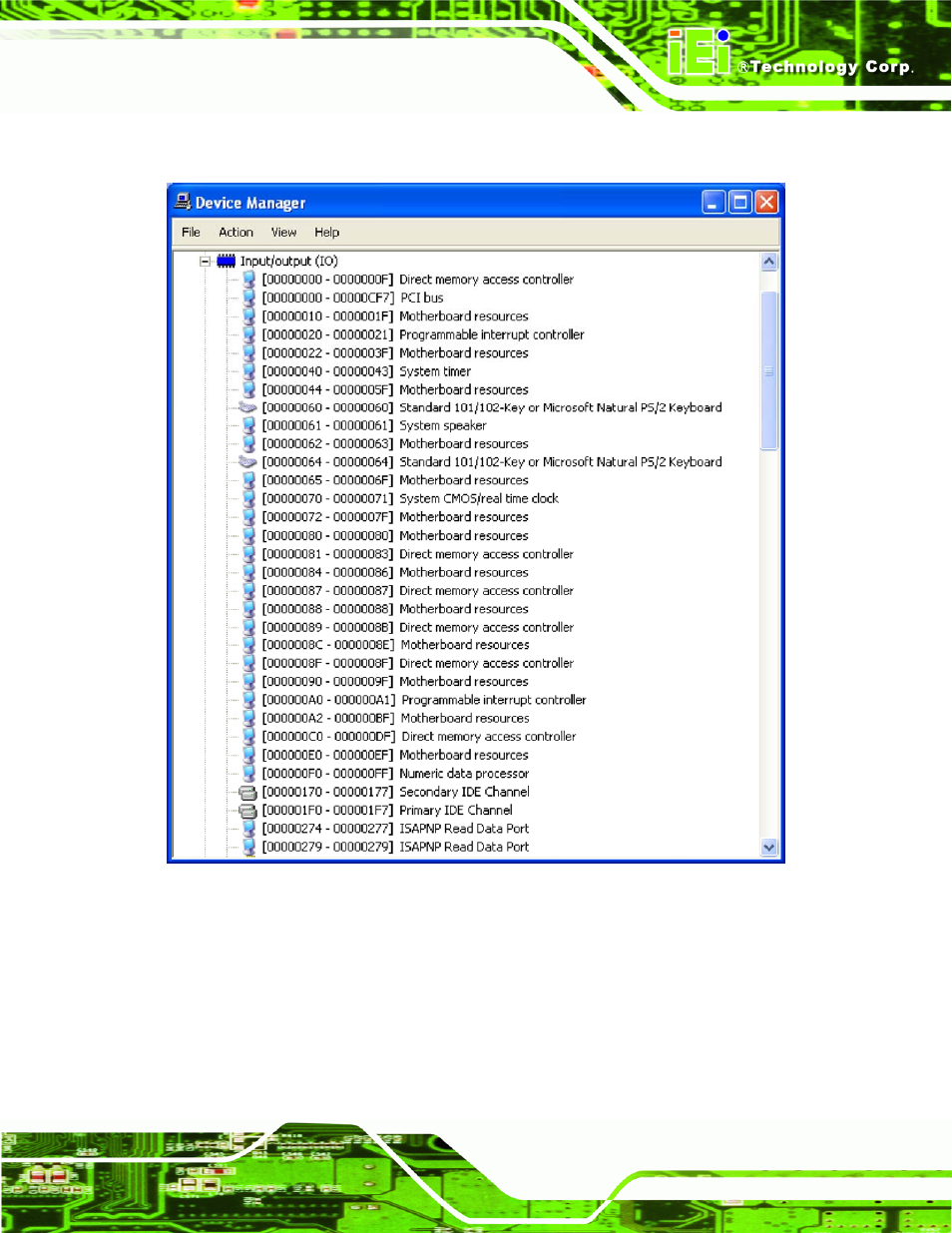 E.2 input/output (io), Nput, Utput | IEI Integration IMBA-XQ354 v1.10 User Manual | Page 223 / 245