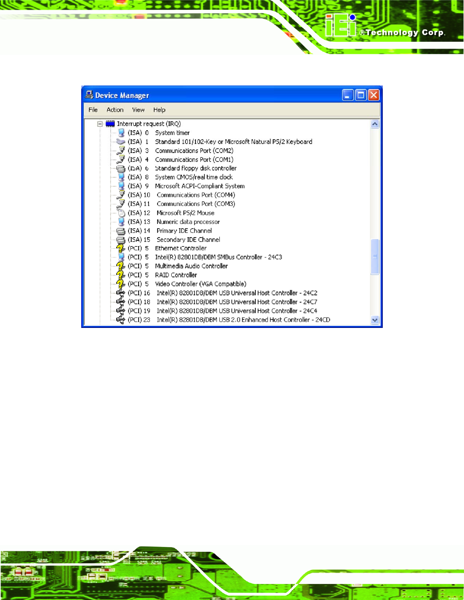 E.3 interrupt request (irq), Nterrupt, Equest | Irq) | IEI Integration IMBA-XQ354 v1.10 User Manual | Page 225 / 245