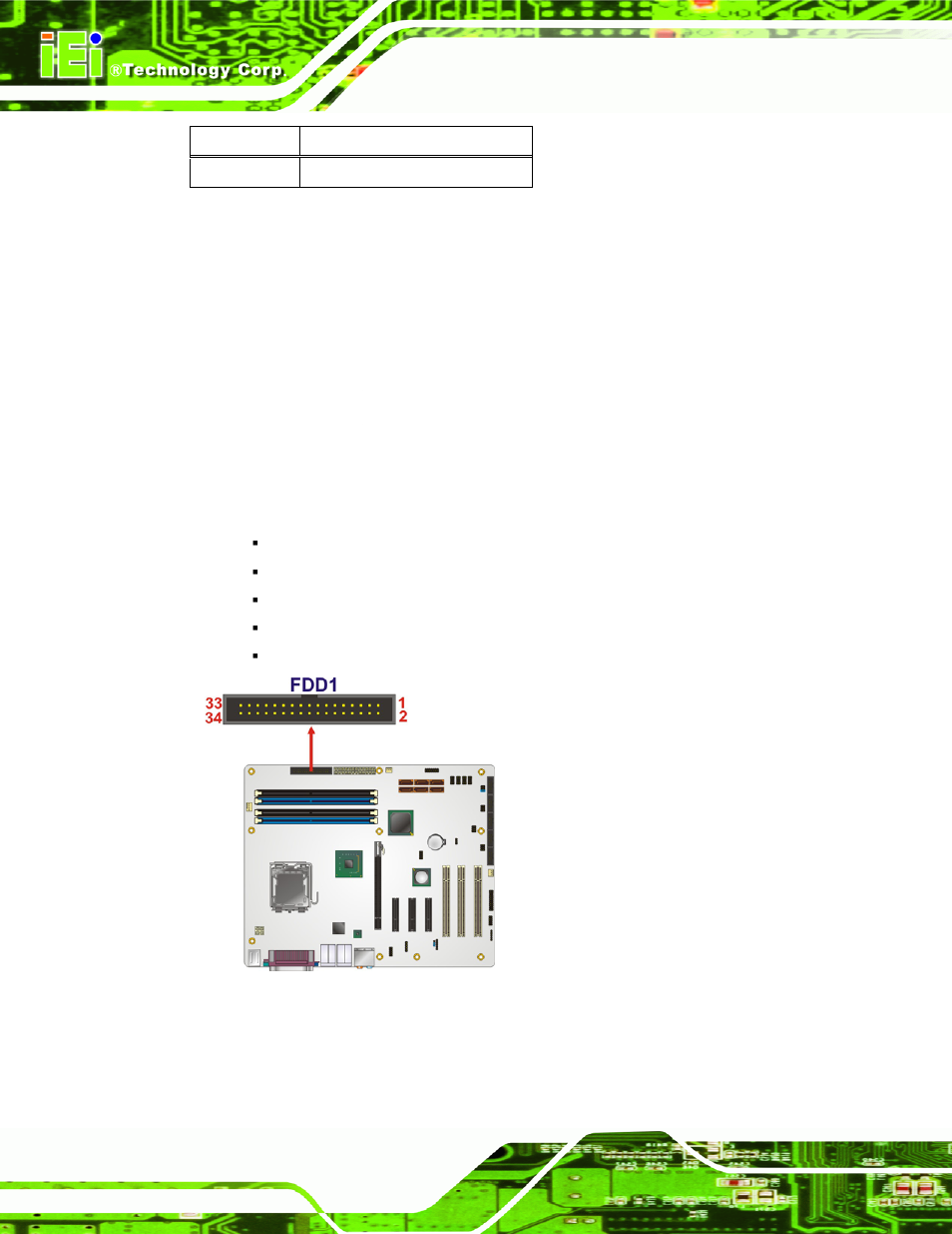 8 floppy disk connector, Figure 4-9: 34-pin fdd connector location, Table 4-9: system fan connector pinouts | Ble 4-4, The atx connector is con | IEI Integration IMBA-XQ354 v1.10 User Manual | Page 62 / 245