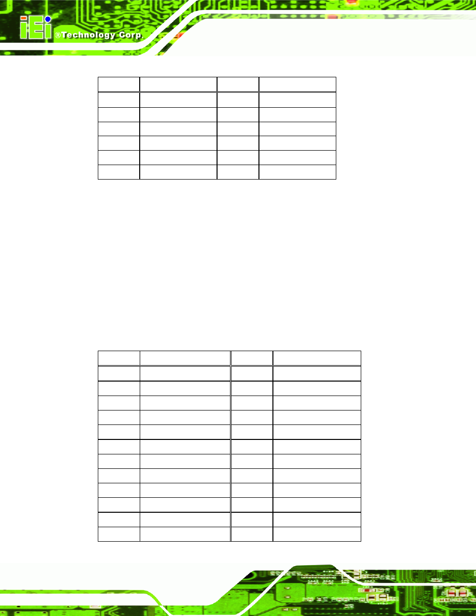 4 parallel port connector, Table 4-25: ps/2 connectors, Able 4-12 | Imba-xq354 motherboard | IEI Integration IMBA-XQ354 v1.10 User Manual | Page 82 / 245