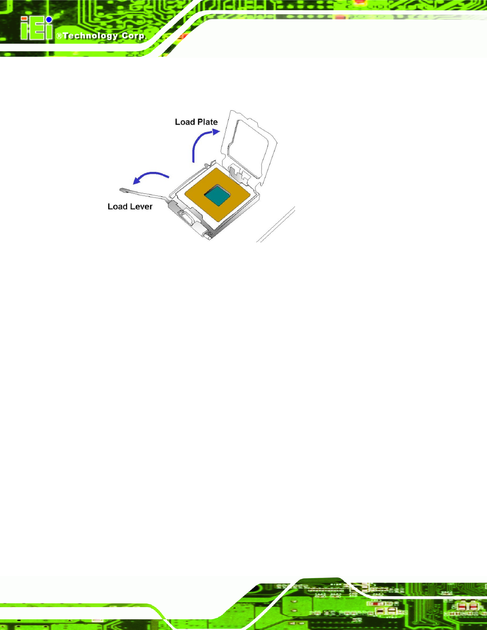 Figure 5-3: open the cpu socket load plate | IEI Integration IMBA-XQ354 v1.10 User Manual | Page 92 / 245