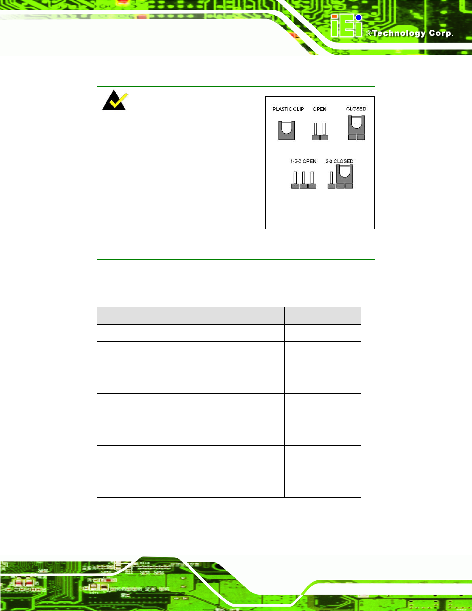 4 jumper settings, Umper, Ettings | Table 5-1: jumpers, Table 4-19, The 10-pin serial port co | IEI Integration IMBA-XQ354 v1.10 User Manual | Page 97 / 245