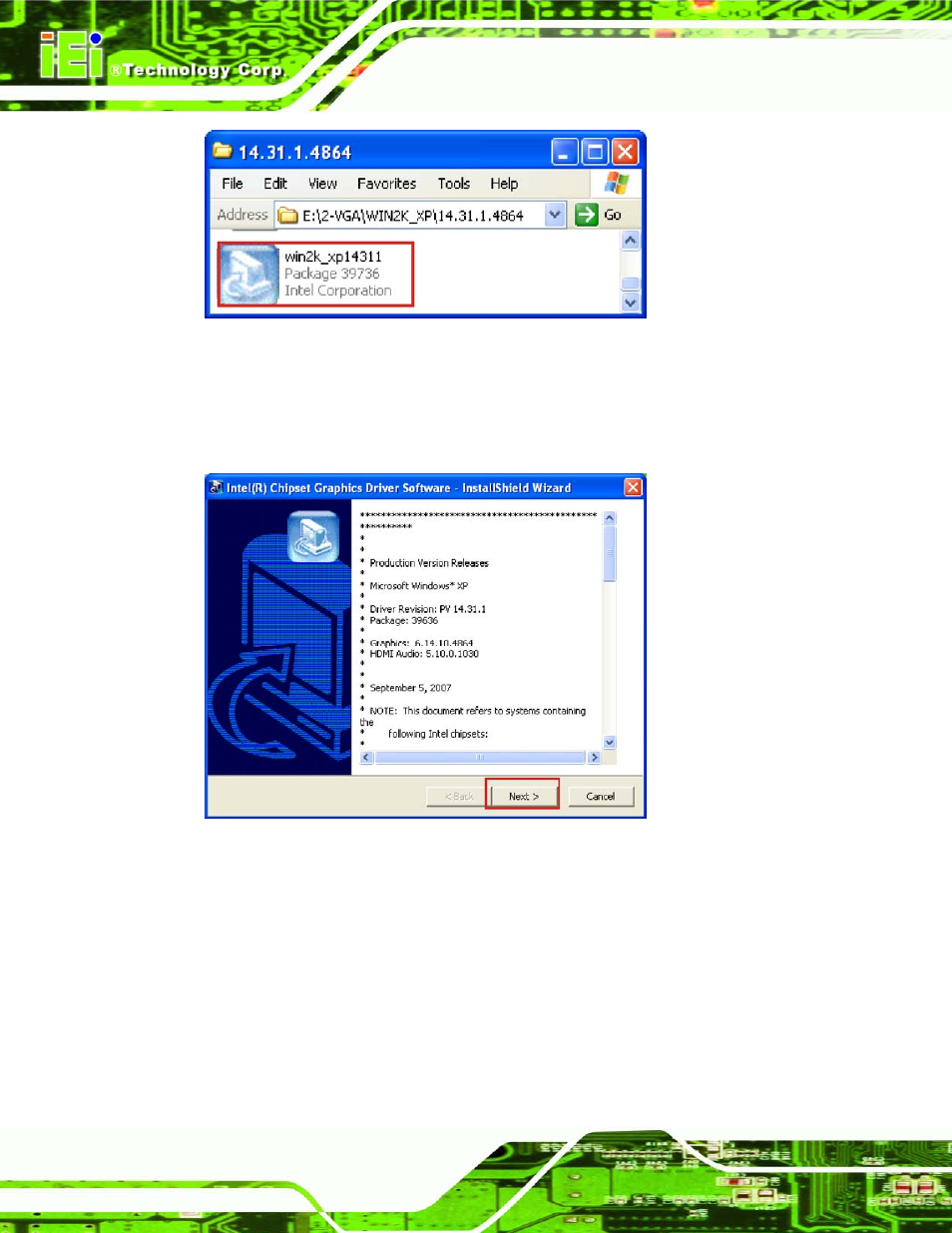 Figure 6-8: graphics driver file, Figure 6-9: graphics driver readme file | IEI Integration IMBA-Q454 v1.00 User Manual | Page 146 / 213