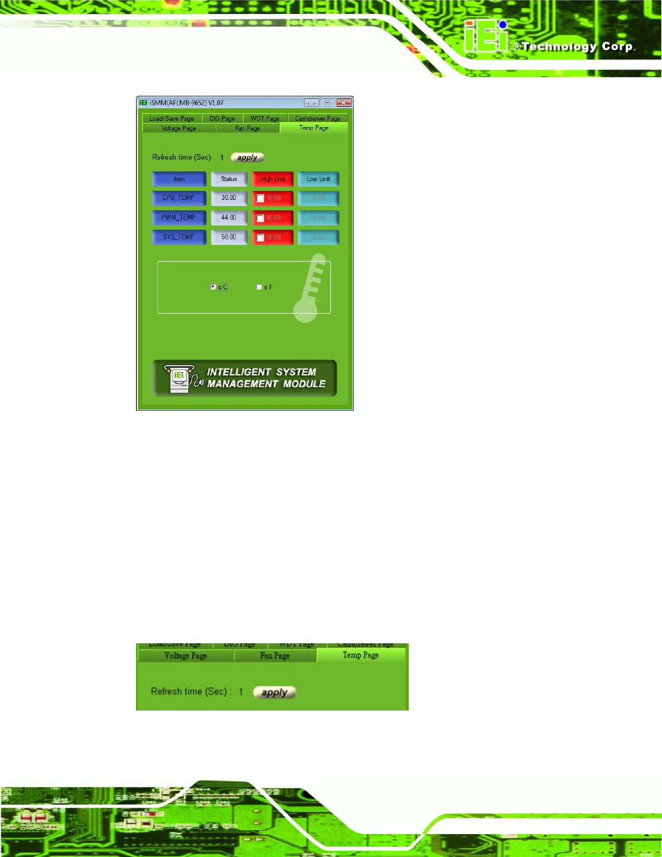 1 refresh time setting, Figure 8-14: temperature refresh time setting | IEI Integration IMBA-Q454 v1.00 User Manual | Page 187 / 213