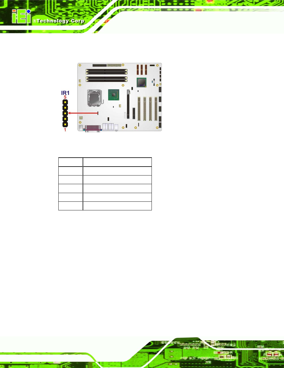 10 pci express x4 slot, Figure 3-10: infrared connector pinout locations, Table 3-11: infrared connector pinouts | IEI Integration IMBA-Q454 v1.00 User Manual | Page 42 / 213