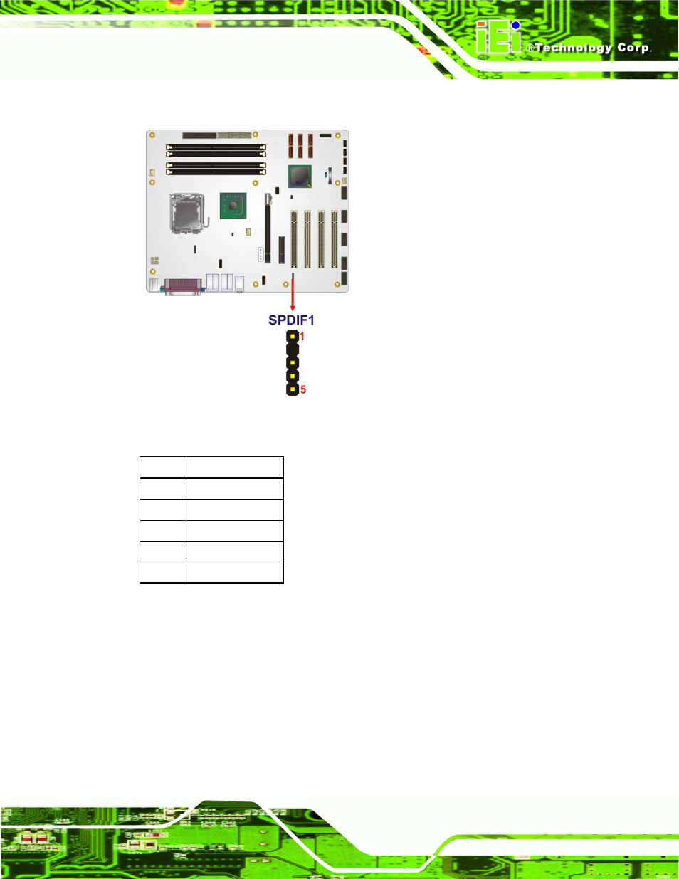 15 serial port connectors, Figure 3-15: spdif connector pinout locations, Table 3-17: spdif connector pinouts | IEI Integration IMBA-Q454 v1.00 User Manual | Page 51 / 213