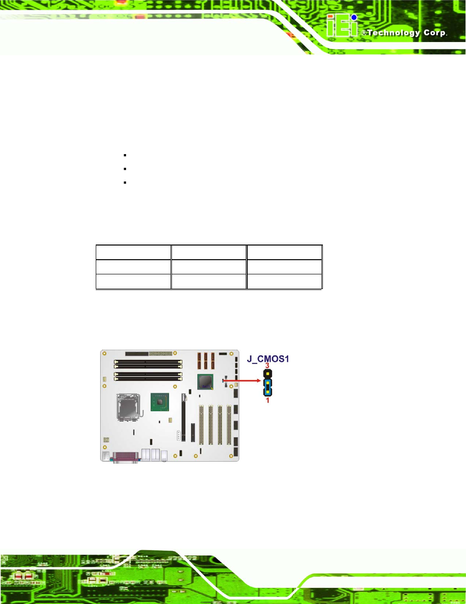 Figure 4-8: clear cmos jumper, Table 4-2: clear cmos jumper settings | IEI Integration IMBA-Q454 v1.00 User Manual | Page 73 / 213