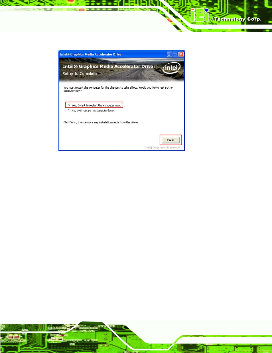 River, Figure 6-14: gma driver installing notice, 5 lan driver | IEI Integration IMBA-Q454 v1.01 User Manual | Page 149 / 213