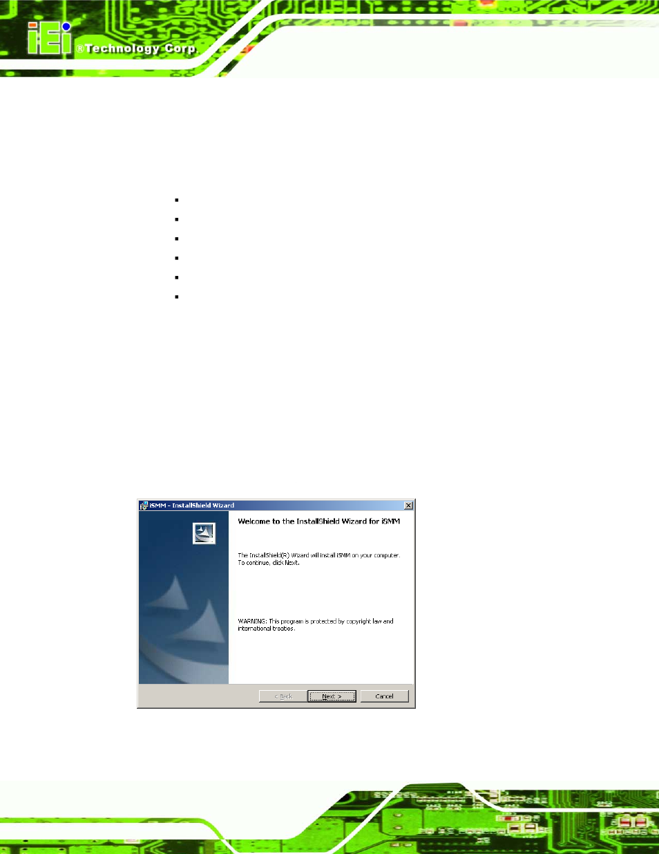 Ntroduction, Nstallation, Figure 8-1: ismm installation welcome screen | 1 ismm introduction, 2 ismm installation | IEI Integration IMBA-Q454 v1.01 User Manual | Page 178 / 213