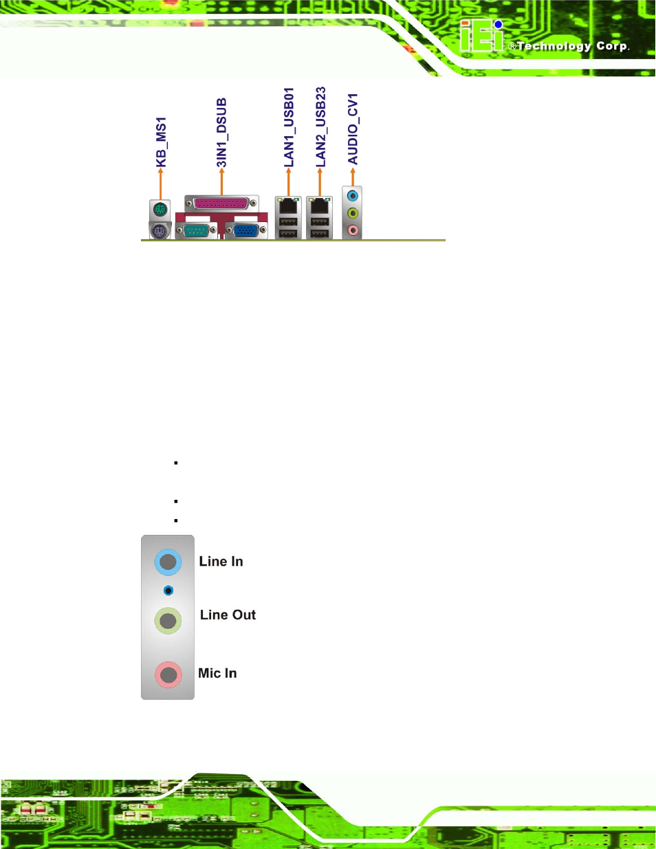 1 audio connector, Figure 3-20: audio connector | IEI Integration IMBA-Q454 v1.01 User Manual | Page 55 / 213