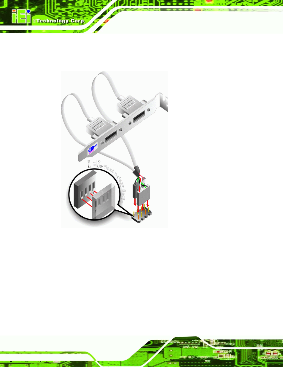 6 usb cable (four port), Figure 4-14: dual usb cable connection | IEI Integration IMBA-Q454 v1.01 User Manual | Page 80 / 213