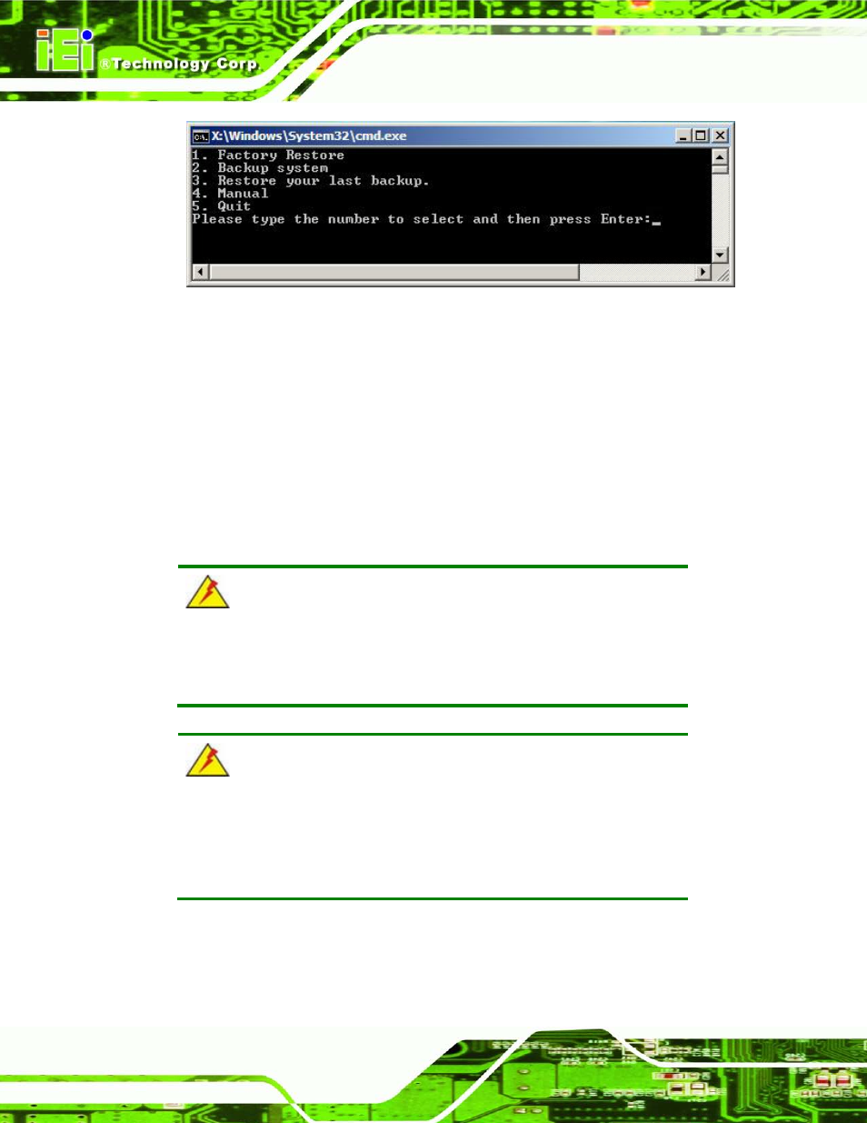 Figure c-26: recovery tool main menu | IEI Integration IMBA-G412ISA v2.00 User Manual | Page 148 / 164