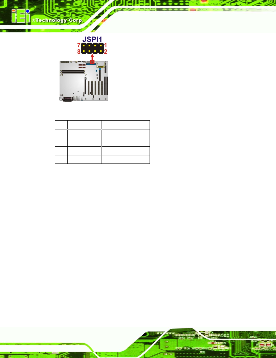 17 tpm connector, Figure 3-17: spi flash connector, Table 3-17: spi flash connector | IEI Integration IMBA-G412ISA v2.00 User Manual | Page 46 / 164