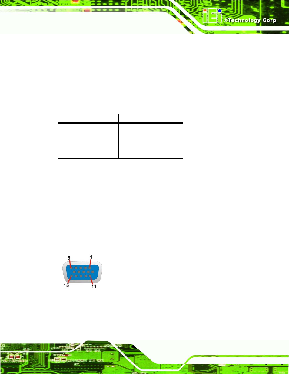6 usb connectors, 7 vga connector, Figure 3-25: vga connector | Table 3-24: usb port pinouts | IEI Integration IMBA-G412ISA v2.00 User Manual | Page 53 / 164