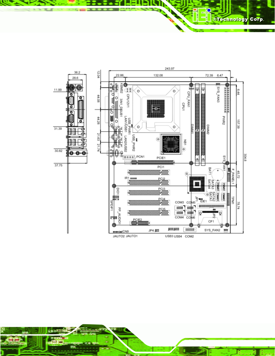 5 dimensions, Imensions, Figure 1-3: dimensions (mm) | IEI Integration IMBA-G410 v1.01 User Manual | Page 19 / 158