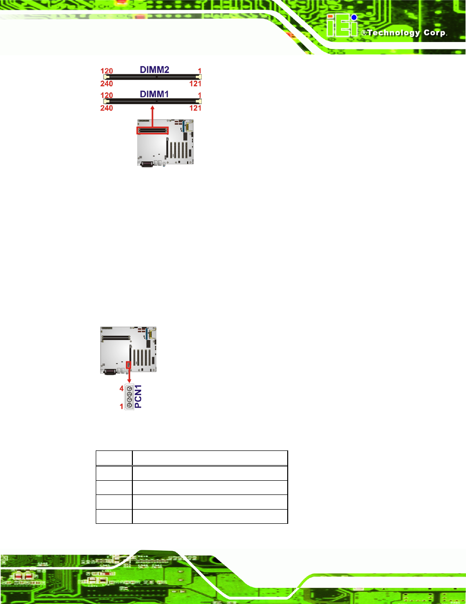 10 pcie power input connector, Figure 3-10: memory card slot locations, Figure 3-11: pcie power input connector location | Table 3-12: pcie power input connector pinouts, See figure 3-10 | IEI Integration IMBA-G410 v1.01 User Manual | Page 39 / 158