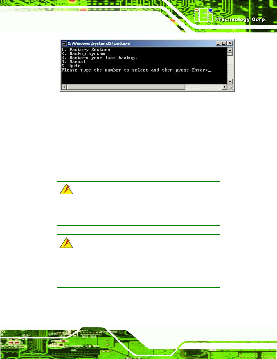 Figure c-26: recovery tool main menu | IEI Integration IMBA-G410 v2.00 User Manual | Page 149 / 165