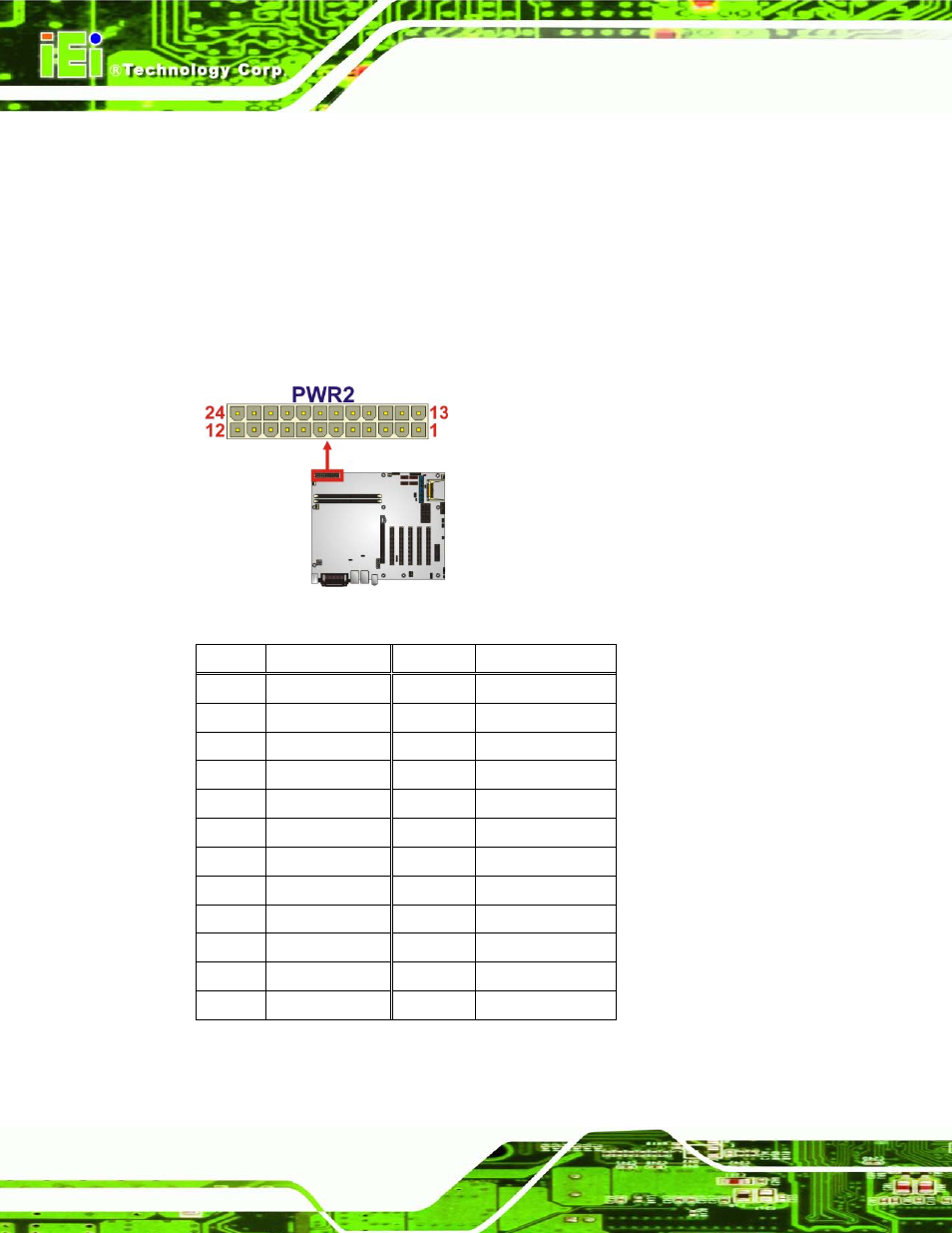 11 power connector, Figure 3-12: power connector location, Table 3-13: power connector pinouts | IEI Integration IMBA-G410 v2.00 User Manual | Page 40 / 165