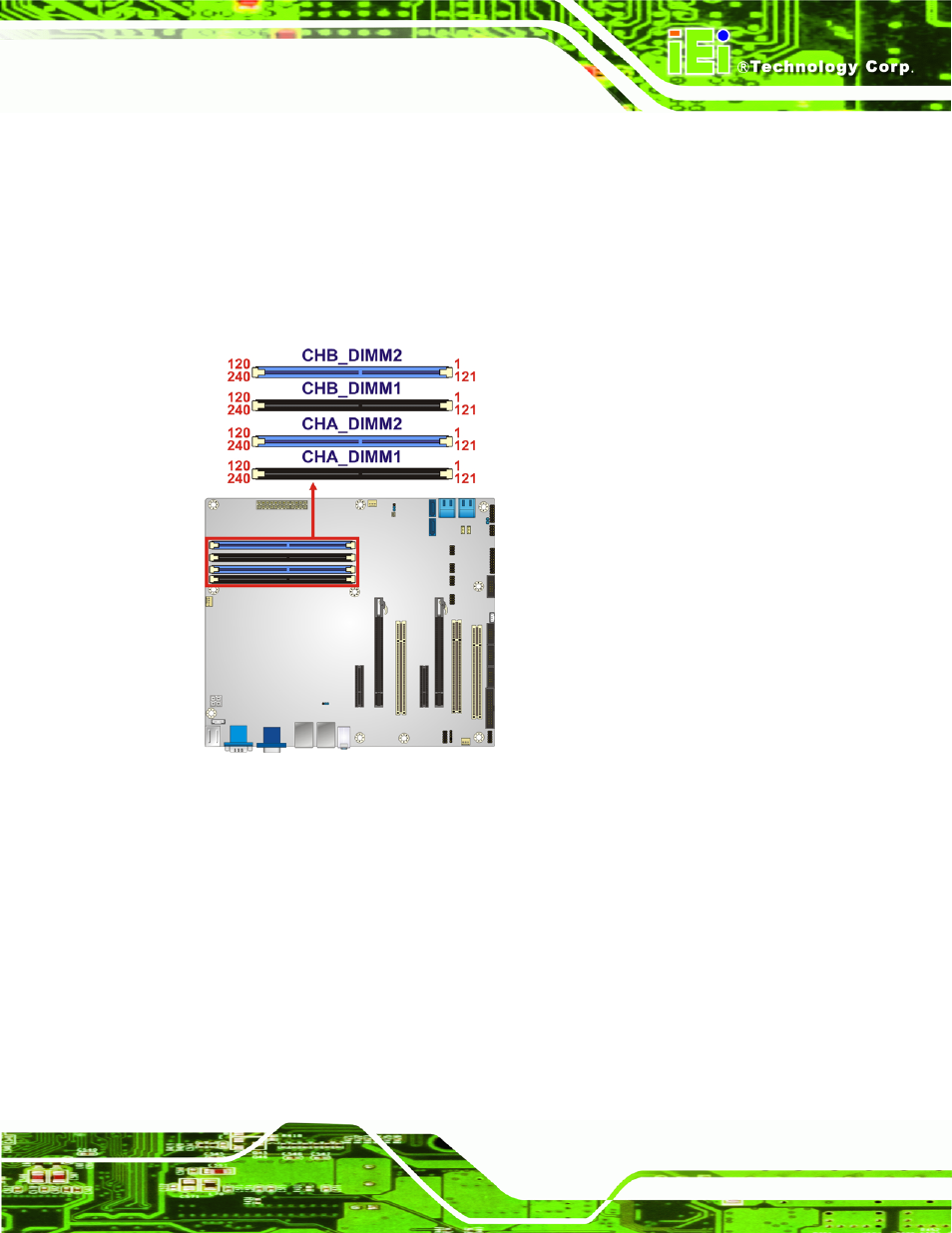 4 ddr3 dimm slots, 5 digital i/o connector, Figure 3-5: ddr3 dimm slot locations | IEI Integration IMBA-C2060 v1.03 User Manual | Page 37 / 208