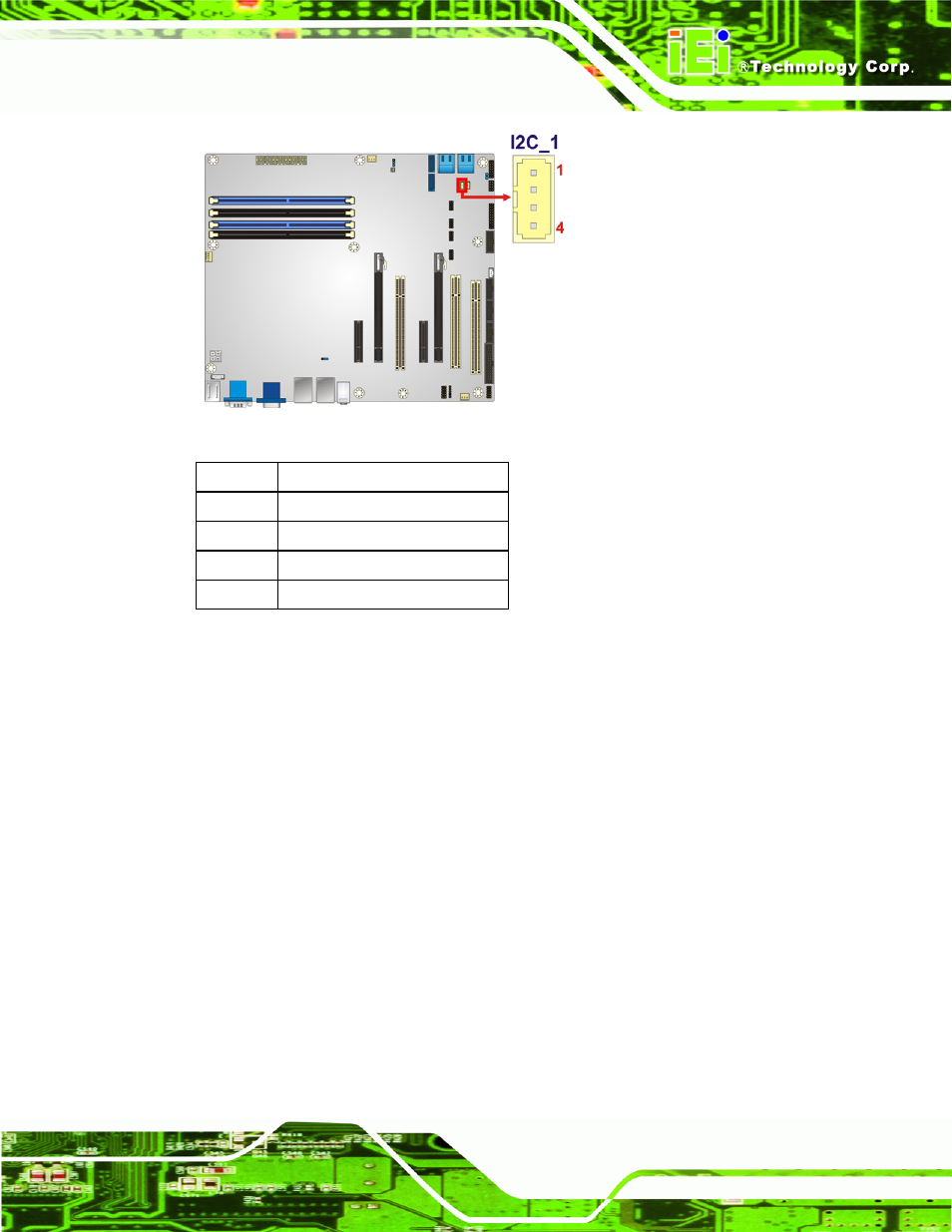 11 keyboard/mouse connector, Figure 3-11: i2c connector location, Table 3-11: i2c connector pinouts | IEI Integration IMBA-C2060 v1.03 User Manual | Page 43 / 208