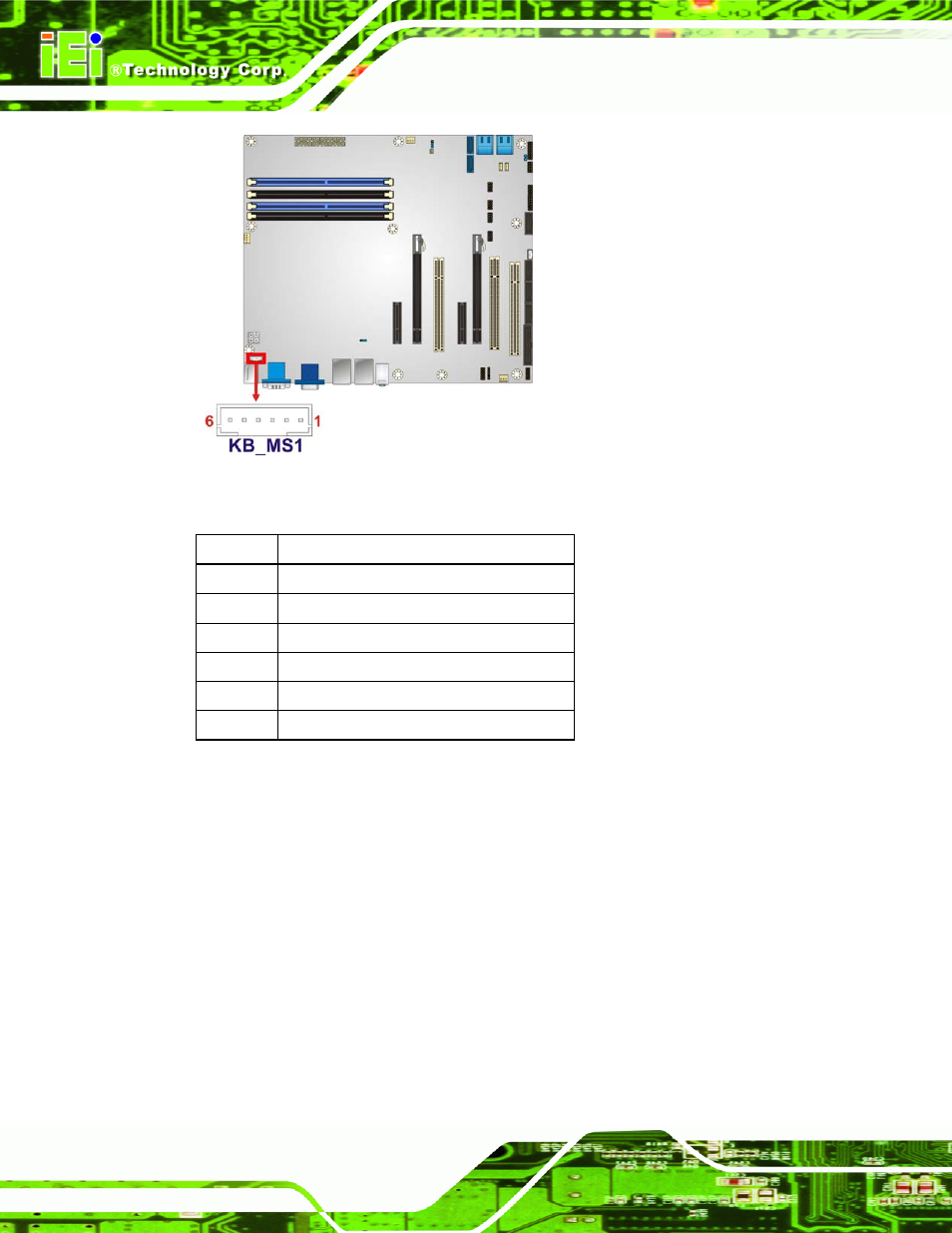 12 parallel port connector, Figure 3-12: keyboard/mouse connector location, Table 3-12: keyboard/mouse connector pinouts | IEI Integration IMBA-C2060 v1.03 User Manual | Page 44 / 208
