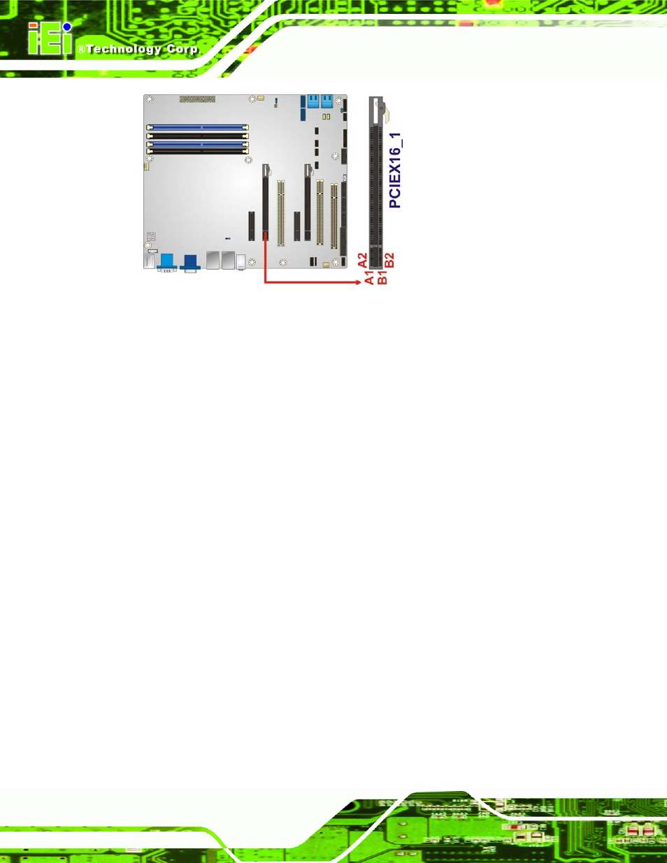 17 sata 3gb/s drive connector, Figure 3-17: pcie x16 slot location | IEI Integration IMBA-C2060 v1.03 User Manual | Page 48 / 208
