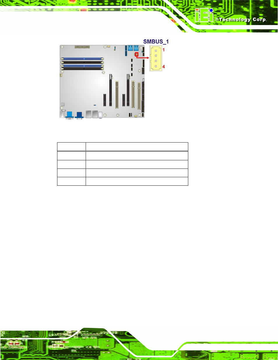 22 spdif connector, Figure 3-22: smbus connector location, Table 3-18: smbus connector pinouts | IEI Integration IMBA-C2060 v1.03 User Manual | Page 53 / 208