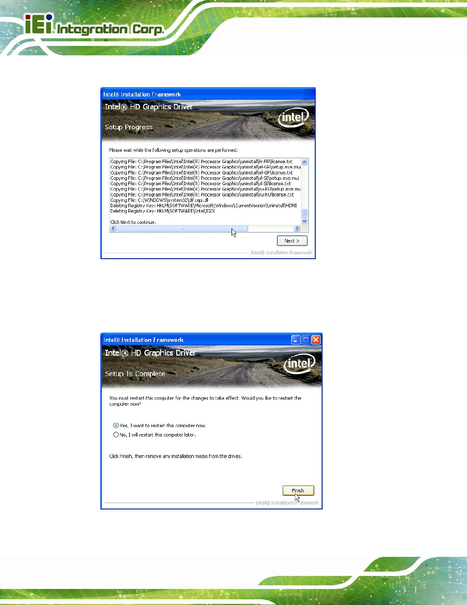 Figure 6-11: graphics driver setup operations | IEI Integration IMBA-C2060 v2.01 User Manual | Page 140 / 209