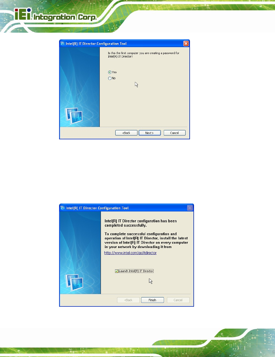 Figure 6-37: it director – creating password, Figure 6-38: it director configuration complete | IEI Integration IMBA-C2060 v2.01 User Manual | Page 158 / 209