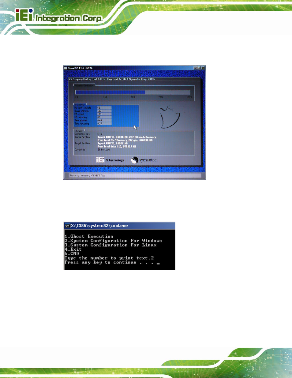 Figure b-8: build-up recovery partition, Figure b-9: press any key to continue | IEI Integration IMBA-C2060 v2.01 User Manual | Page 174 / 209