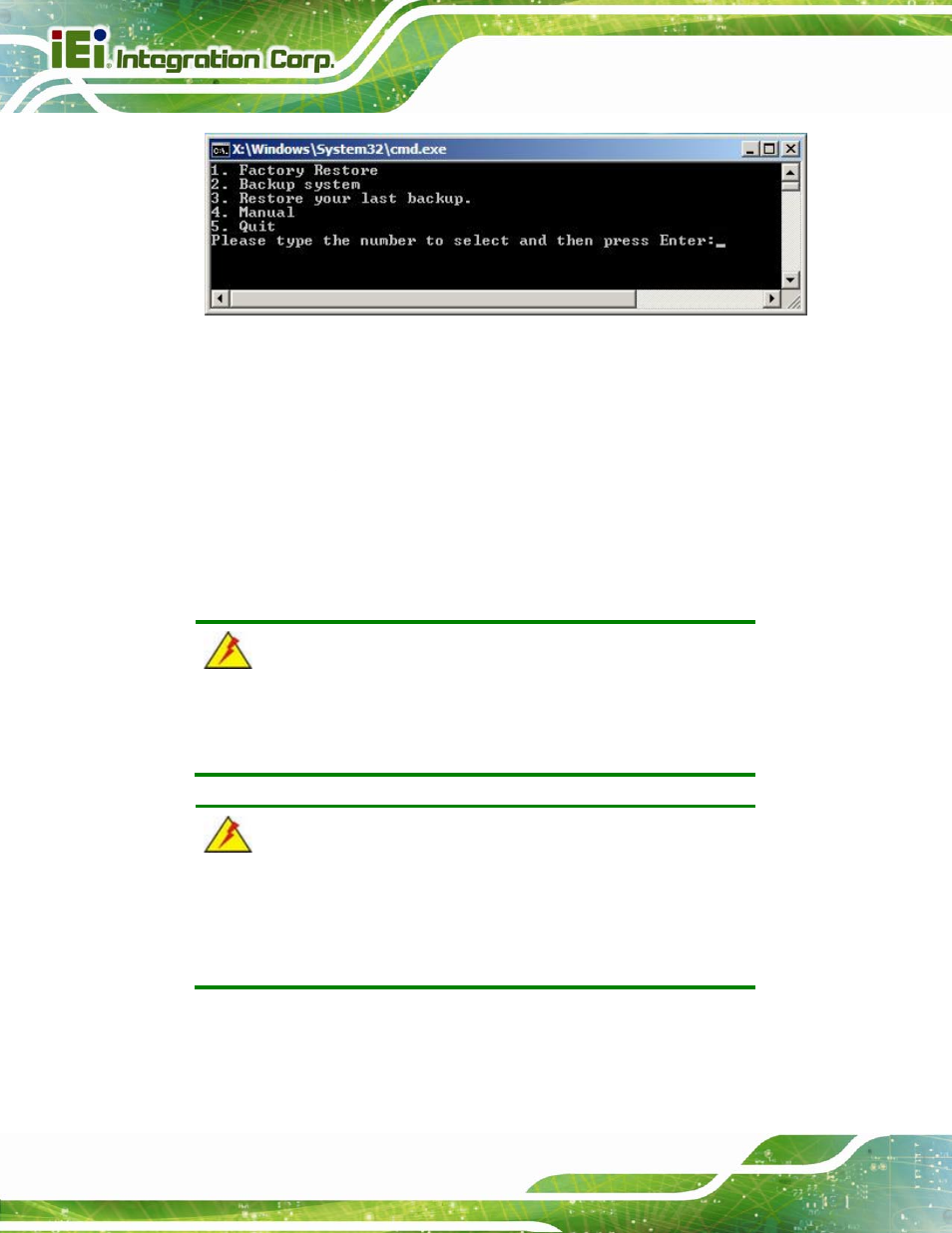 Figure b-26: recovery tool main menu | IEI Integration IMBA-C2060 v2.01 User Manual | Page 184 / 209