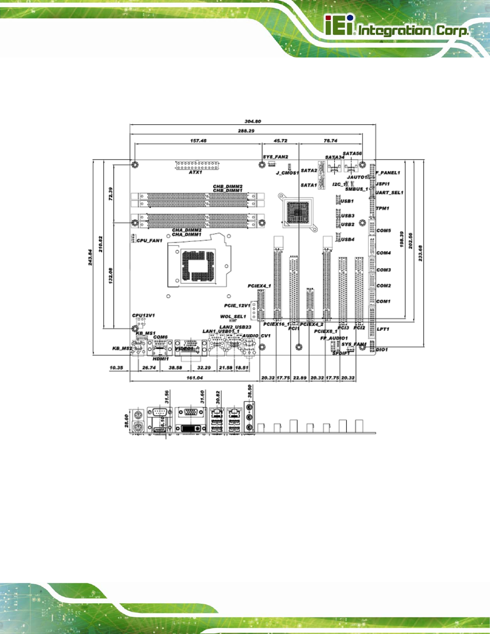 5 dimensions, Imensions, Figure 1-3: imba-c2060 dimensions (mm) | IEI Integration IMBA-C2060 v2.01 User Manual | Page 21 / 209