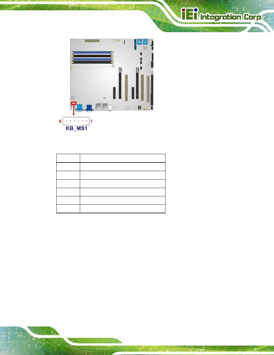 12 parallel port connector, Figure 3-12: keyboard/mouse connector location, Table 3-12: keyboard/mouse connector pinouts | IEI Integration IMBA-C2060 v2.01 User Manual | Page 45 / 209