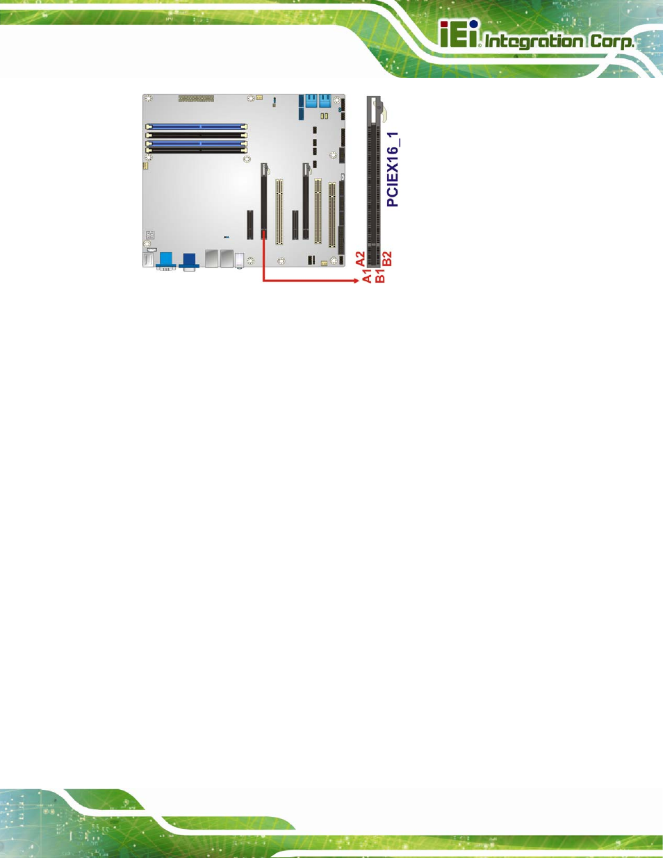 17 sata 3gb/s drive connector, Figure 3-17: pcie x16 slot location | IEI Integration IMBA-C2060 v2.01 User Manual | Page 49 / 209