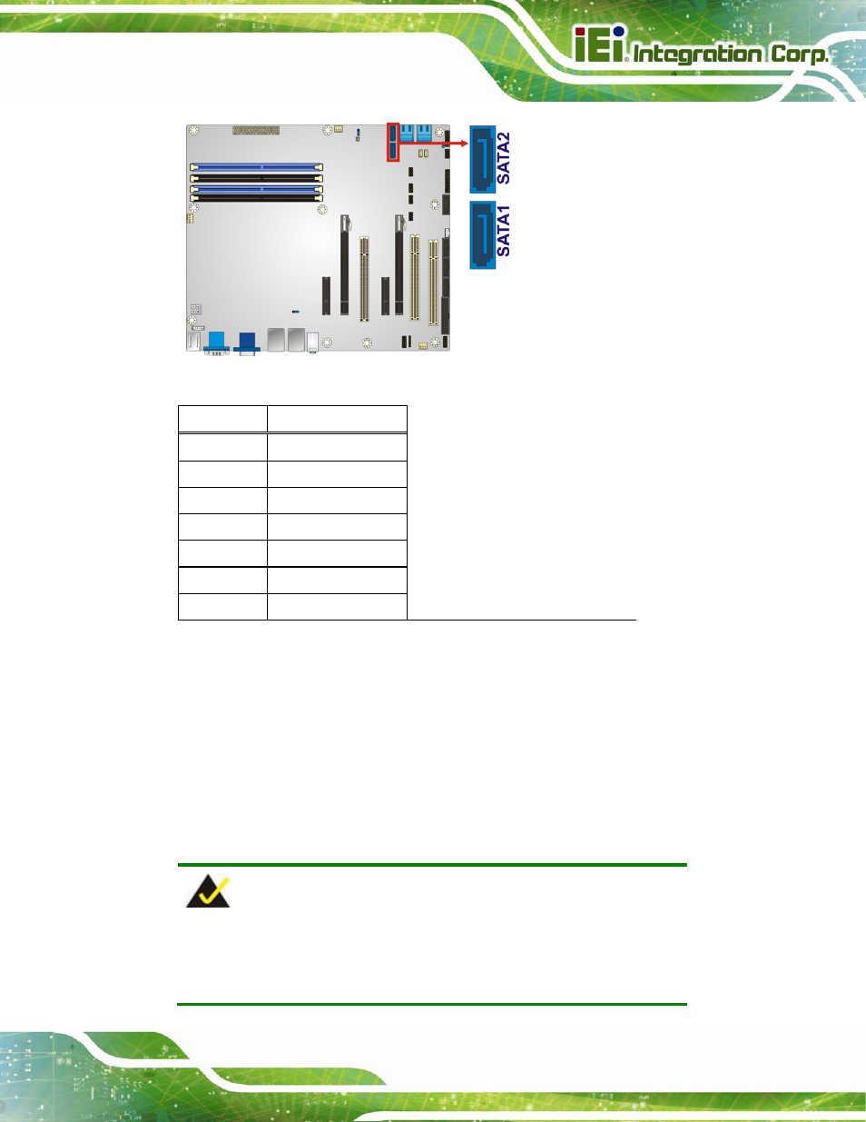 19 serial port connector, rs-422/485, Figure 3-19: sata 6gb/s drive connector location, Table 3-15: sata 6gb/s drive connector pinouts | IEI Integration IMBA-C2060 v2.01 User Manual | Page 51 / 209