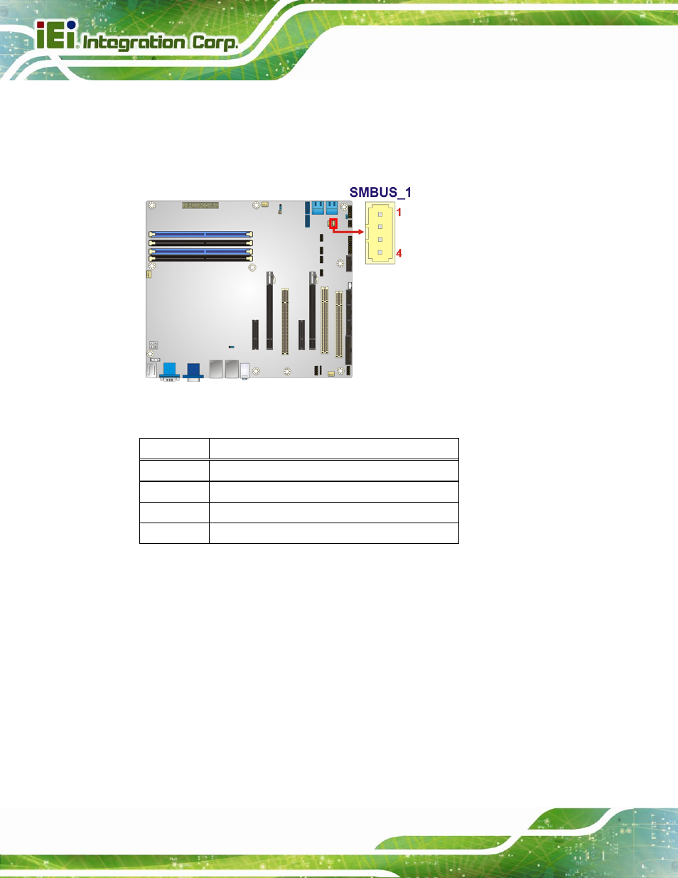 22 spdif connector, Figure 3-22: smbus connector location, Table 3-19: smbus connector pinouts | IEI Integration IMBA-C2060 v2.01 User Manual | Page 54 / 209