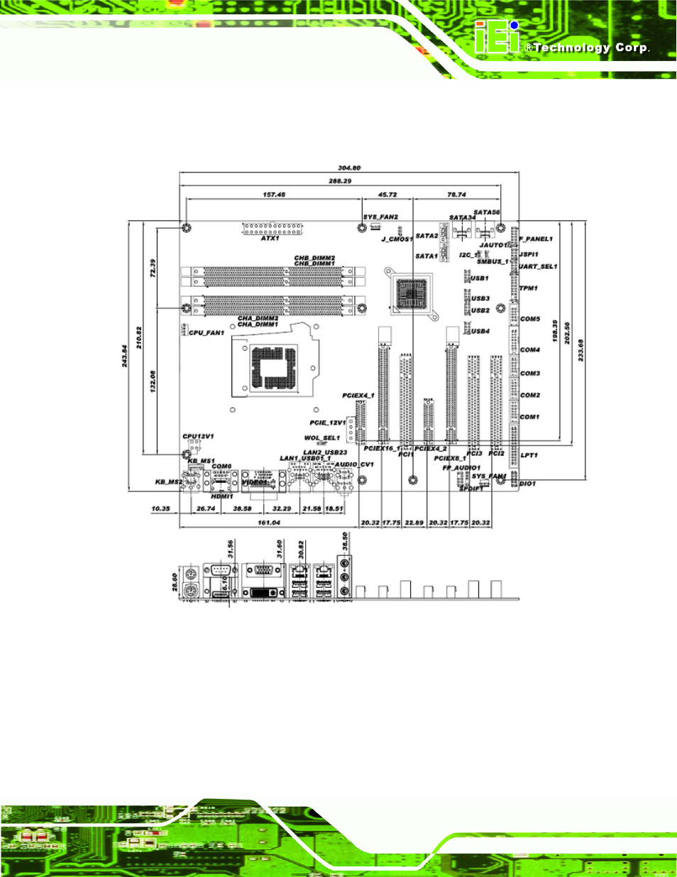 5 dimensions, Imensions, Figure 1-3: imba-q670 dimensions (mm) | IEI Integration IMBA-Q670 v1.02 User Manual | Page 21 / 205
