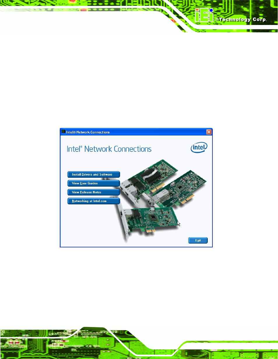 5 lan driver installation, River, Nstallation | Figure 6-13: intel® network connection menu | IEI Integration IMBA-Q670 v2.01 User Manual | Page 141 / 219