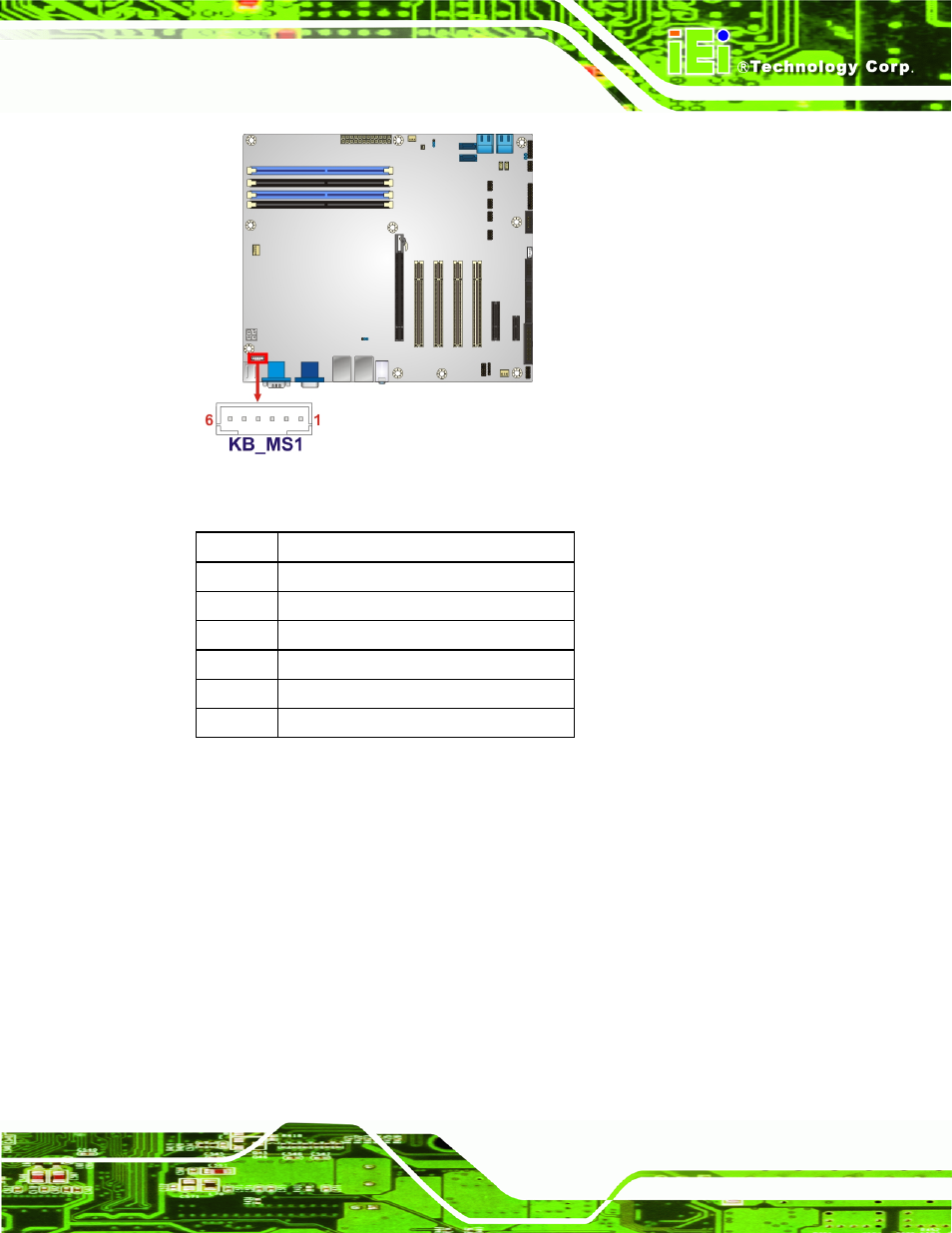 12 parallel port connector, Figure 3-12: keyboard/mouse connector location, Table 3-12: keyboard/mouse connector pinouts | IEI Integration IMBA-Q670 v2.01 User Manual | Page 45 / 219