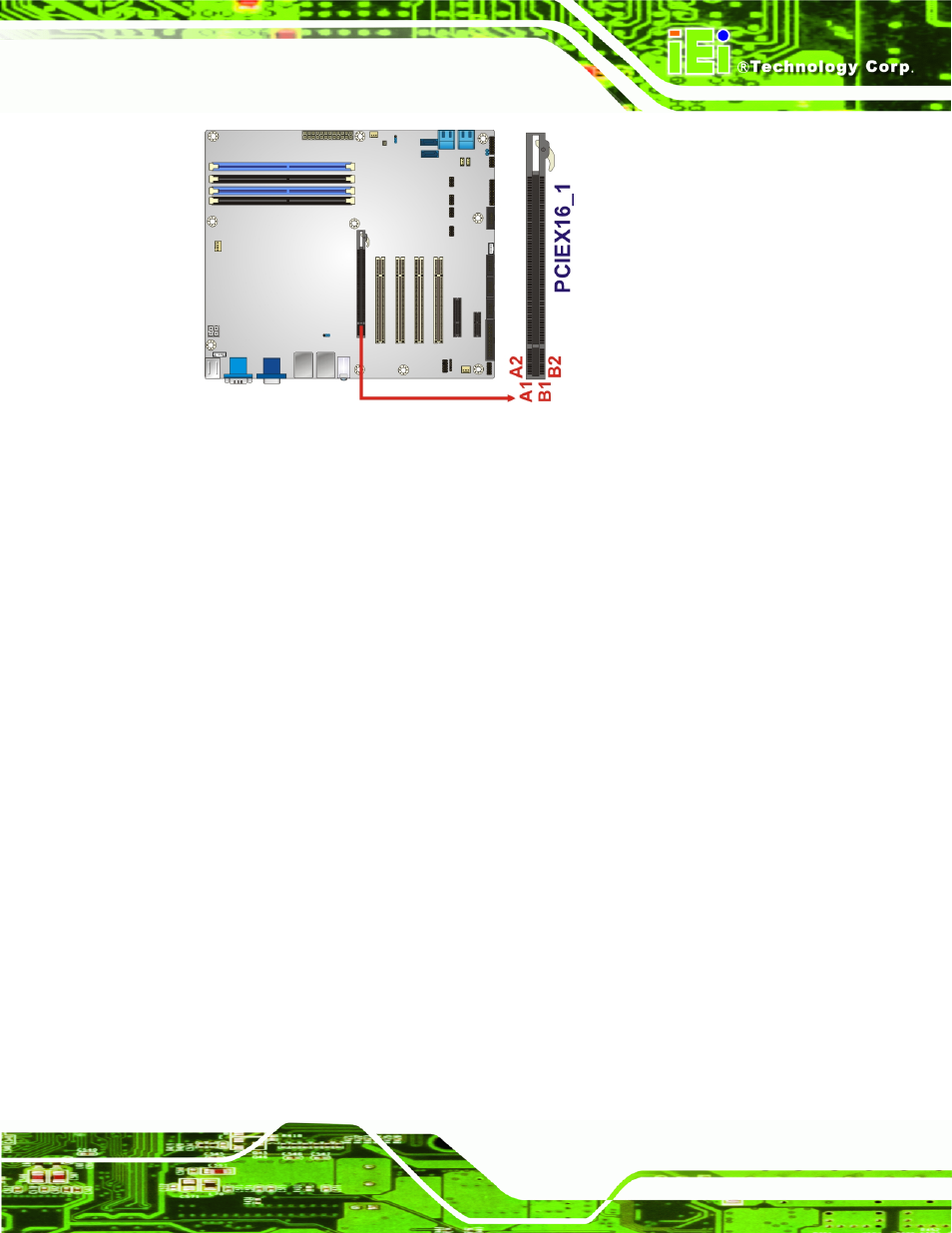 17 sata 3gb/s drive connector, Figure 3-17: pcie x16 slot location | IEI Integration IMBA-Q670 v2.01 User Manual | Page 49 / 219