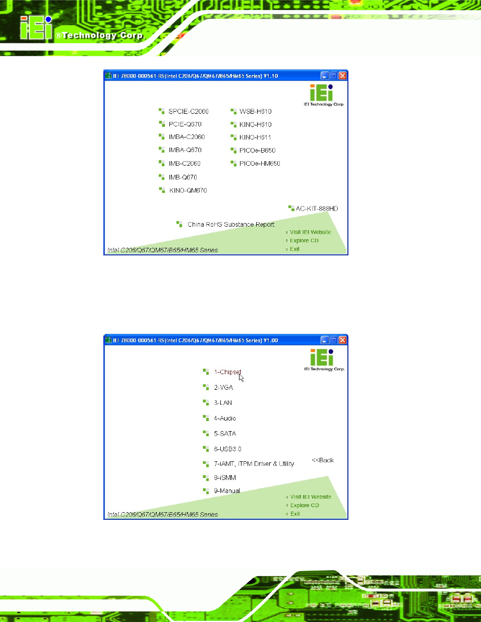 Figure 6-1: introduction screen, Figure 6-2: available drivers | IEI Integration IMBA-Q670 v2.10 User Manual | Page 134 / 219