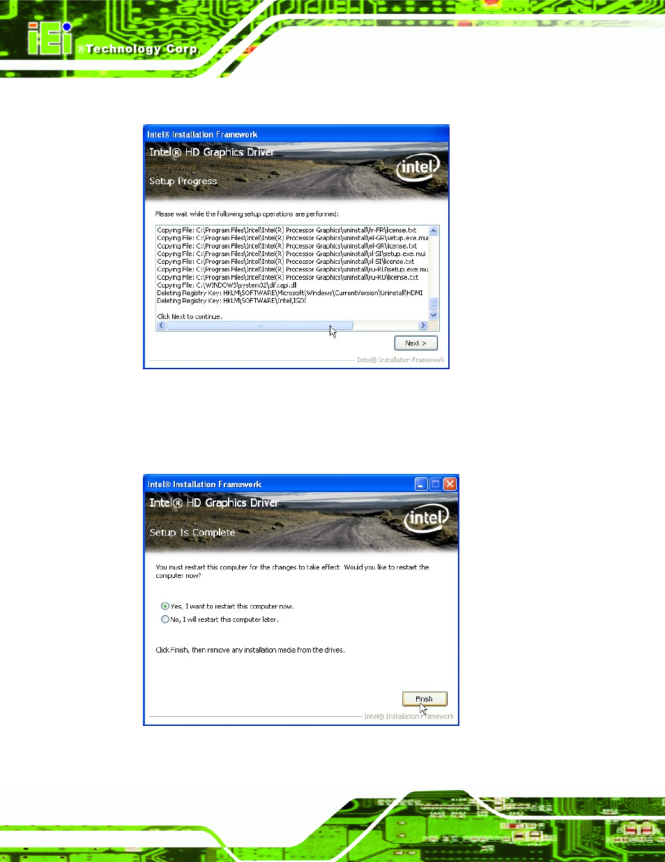 Figure 6-11: graphics driver setup operations | IEI Integration IMBA-Q670 v2.10 User Manual | Page 140 / 219
