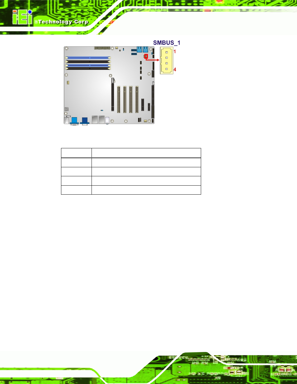 22 spdif connector, Figure 3-22: smbus connector location, Table 3-18: smbus connector pinouts | IEI Integration IMBA-Q670 v2.10 User Manual | Page 54 / 219