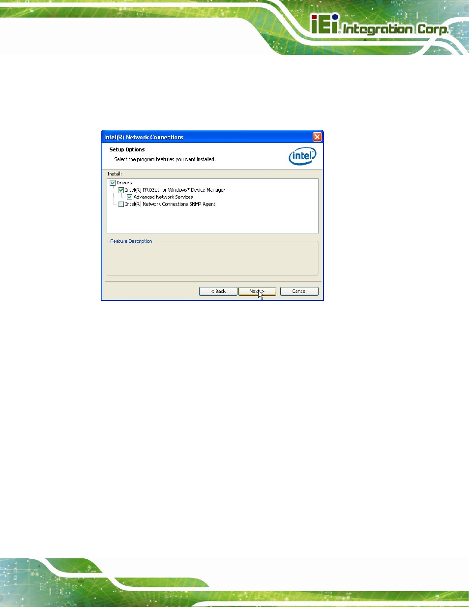 Figure 6-16: lan driver setup options | IEI Integration IMBA-Q670 v3.01 User Manual | Page 143 / 222