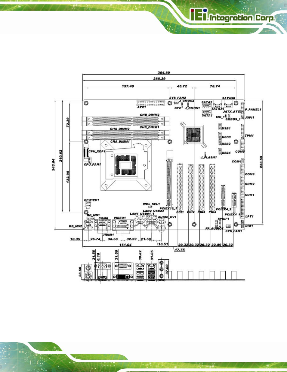 5 dimensions, Imensions, Figure 1-3: imba-q670 dimensions (mm) | IEI Integration IMBA-Q670 v3.01 User Manual | Page 23 / 222