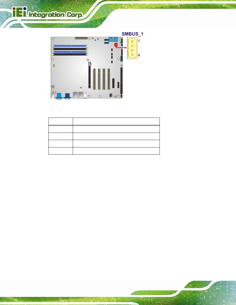 22 spdif connector, Figure 3-22: smbus connector location, Table 3-18: smbus connector pinouts | IEI Integration IMBA-Q670 v3.01 User Manual | Page 56 / 222