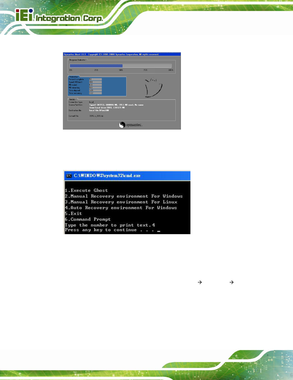Figure b-28: image creation complete, Figure b-29: press any key to continue | IEI Integration IMBA-H610 User Manual | Page 159 / 193