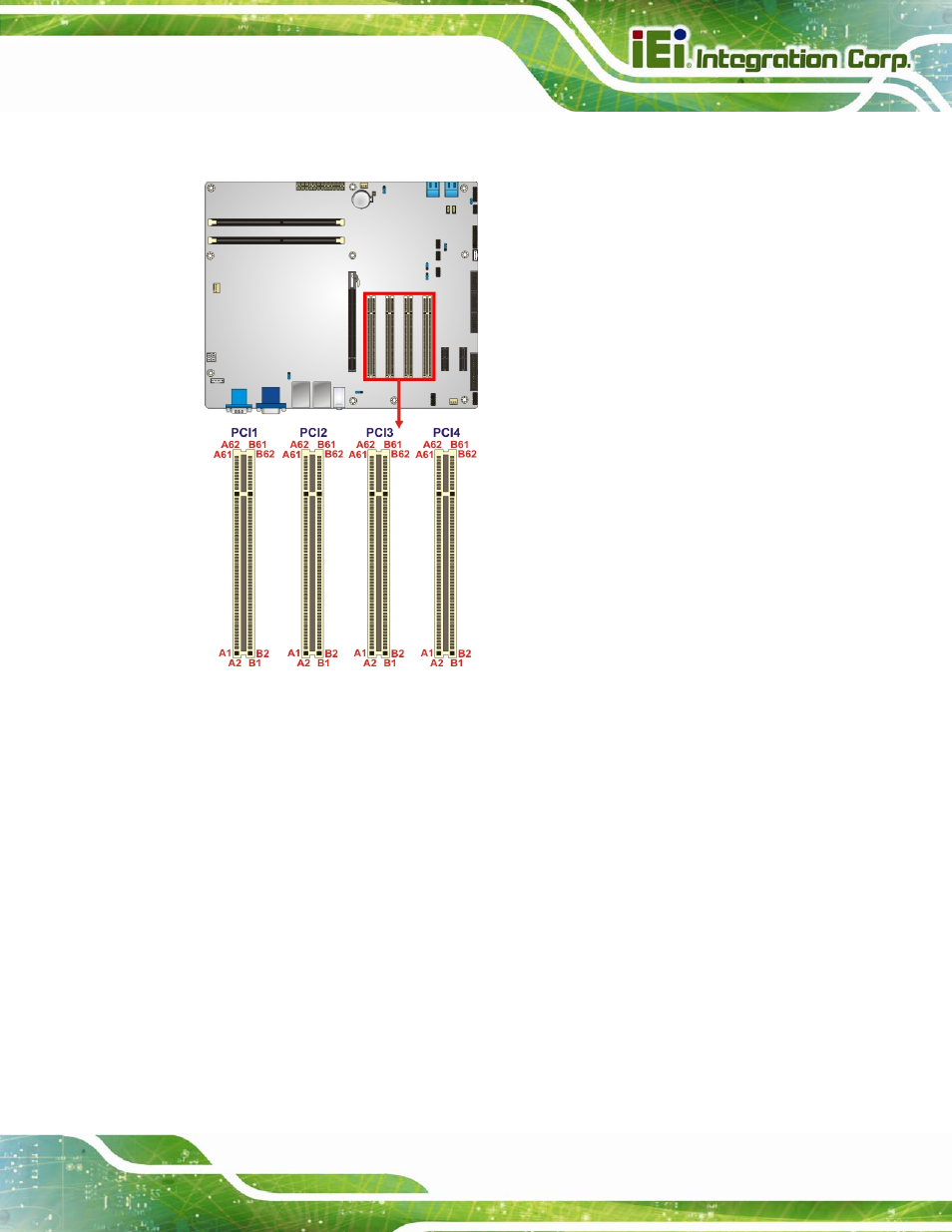 13 pcie x1 slots, Figure 3-13: pci slot locations | IEI Integration IMBA-H610 User Manual | Page 44 / 193