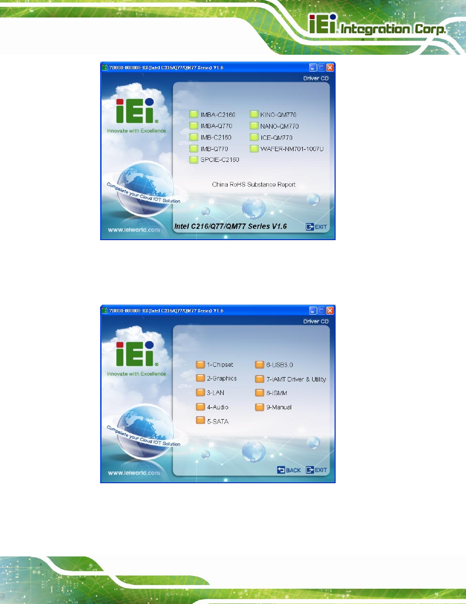 Figure 6-1: introduction screen, Figure 6-2: available drivers | IEI Integration IMBA-Q770 User Manual | Page 128 / 212