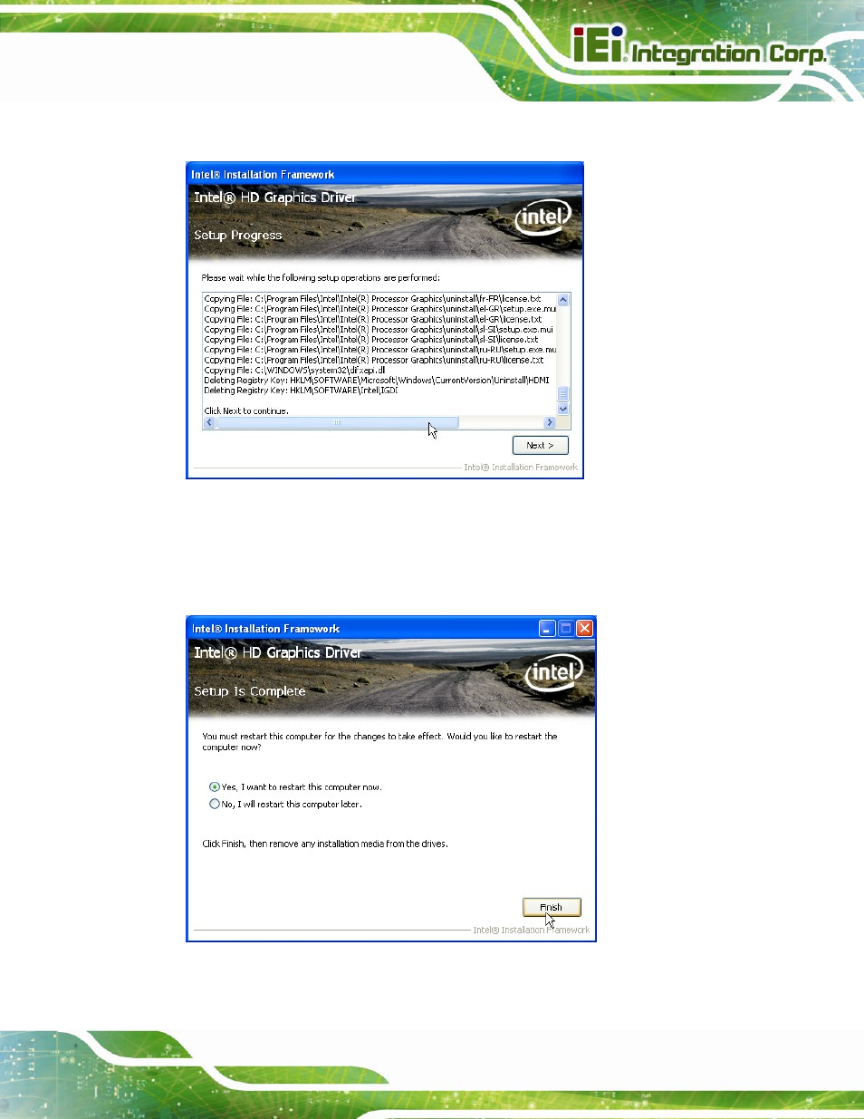 Figure 6-10: graphics driver setup operations | IEI Integration IMBA-Q770 User Manual | Page 134 / 212